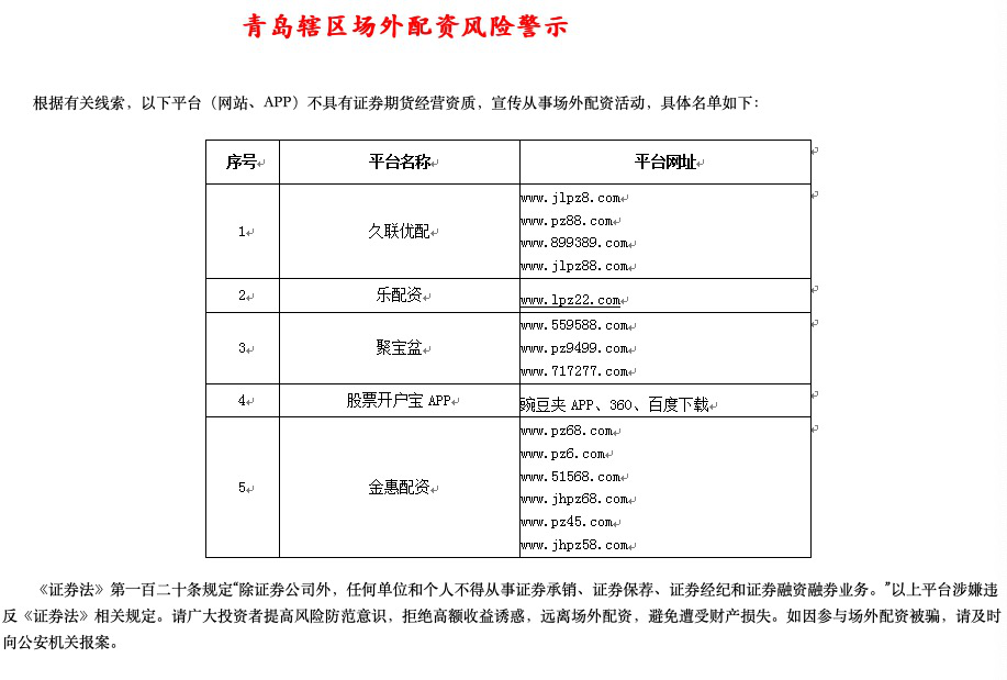 多地证监局发布黑名单_场外配资风险警示_股票配资平台可靠吗