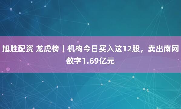 旭胜配资 龙虎榜丨机构今日买入这12股,卖出南网数字1.69亿元