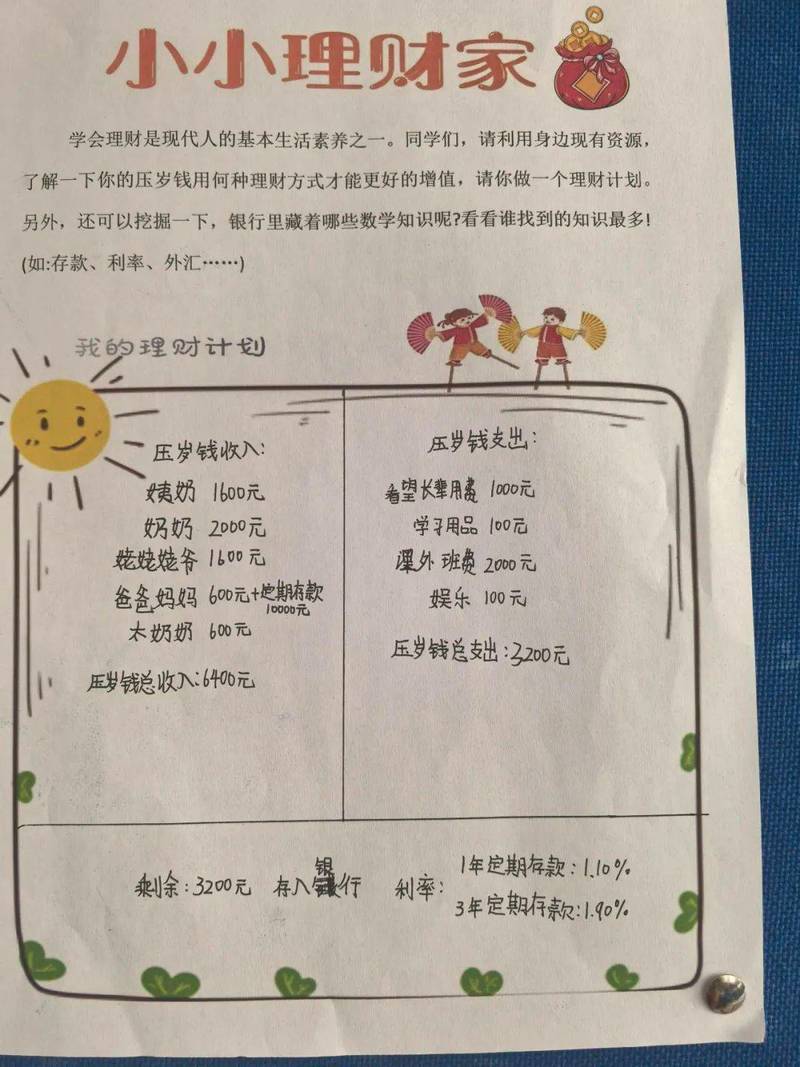 中学生暑假理财计划_暑假儿童理财教育_小学生零花钱管理